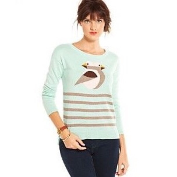 Maison Jules Sweaters - Maison Jules Bird Striped Mint Sweater